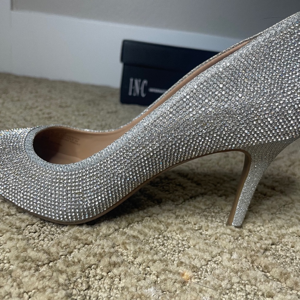 INC Silver Crystal heels